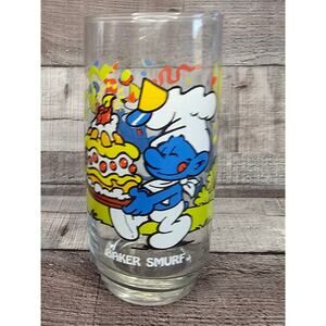 1983 BAKER SMURF 6" Drinking Glass Vintage Gift